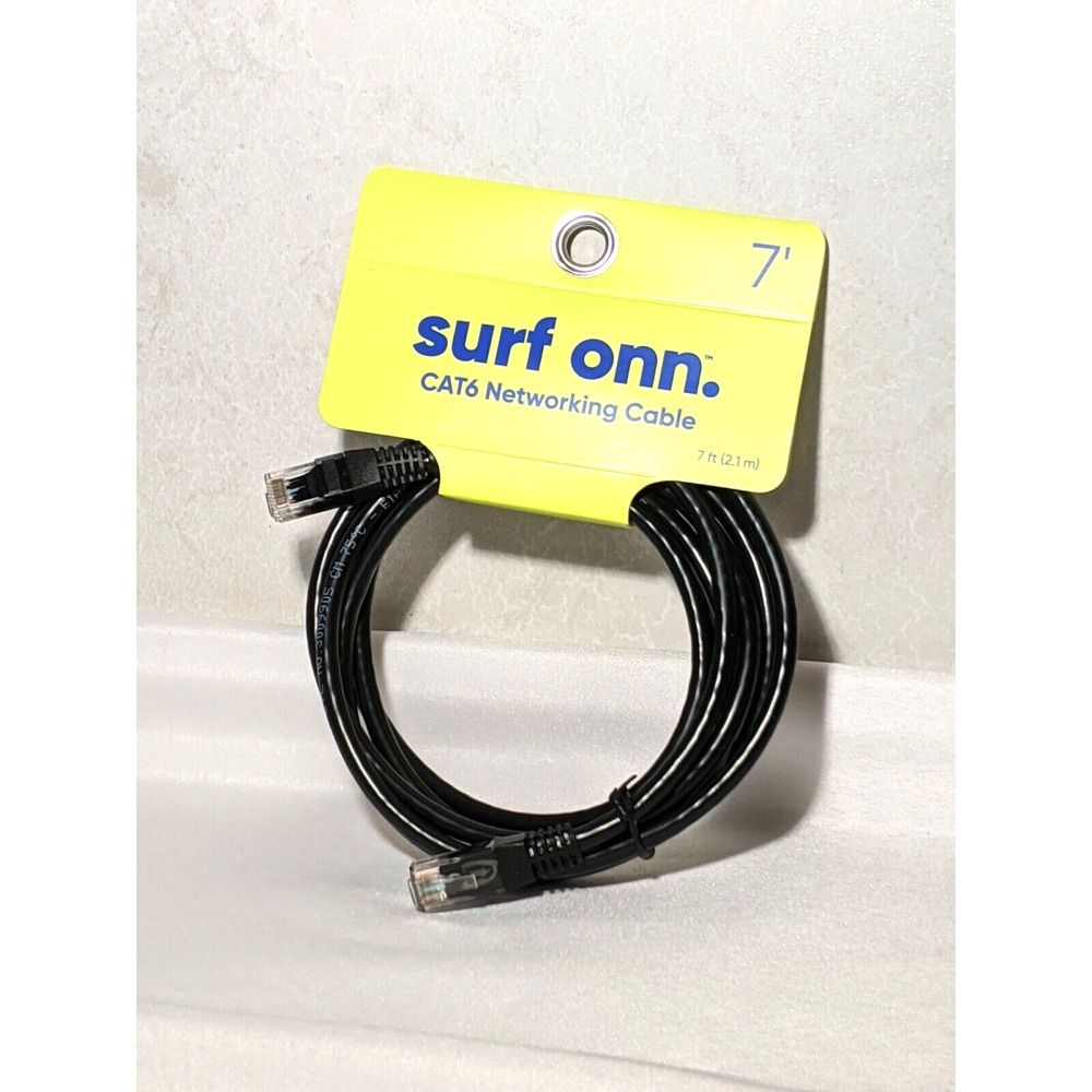 Surf ONN CAT6 Networking Cable 7' Black NEW